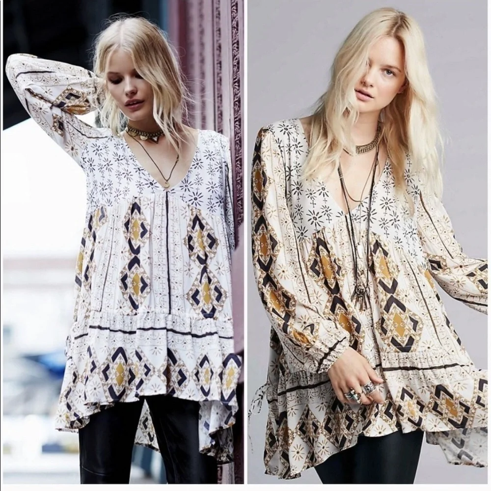 Free people Mixed print tunic. Size s